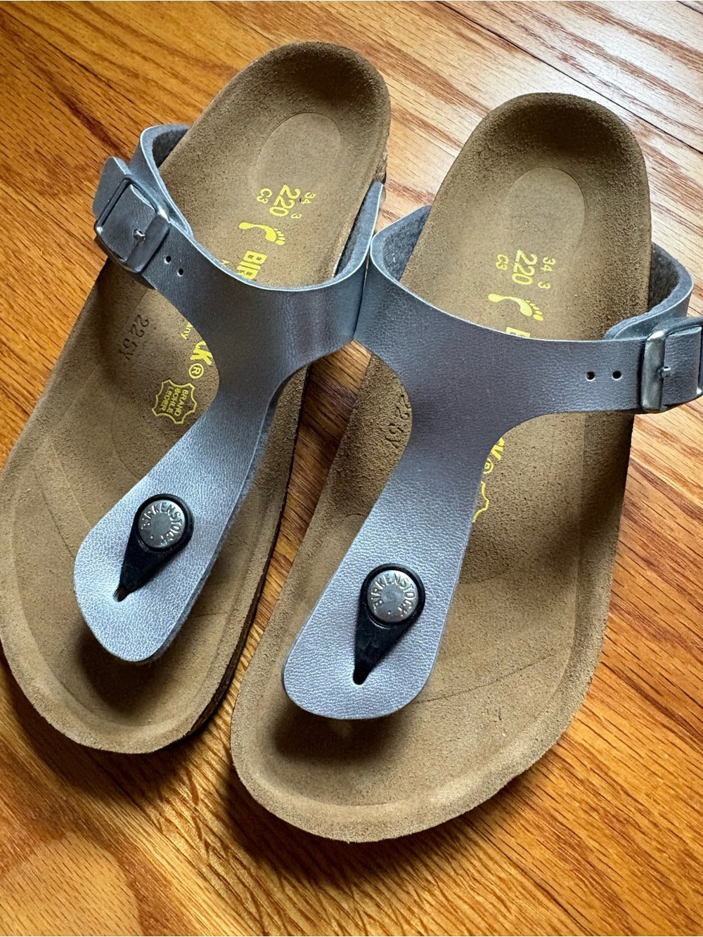 NWOT Birkenstock Gizeh Thong Sandals in Gray silver